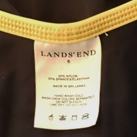 Land's End one piece bathing suit, navy, white, yellow trim. Size 6 - Picture 12 of 12